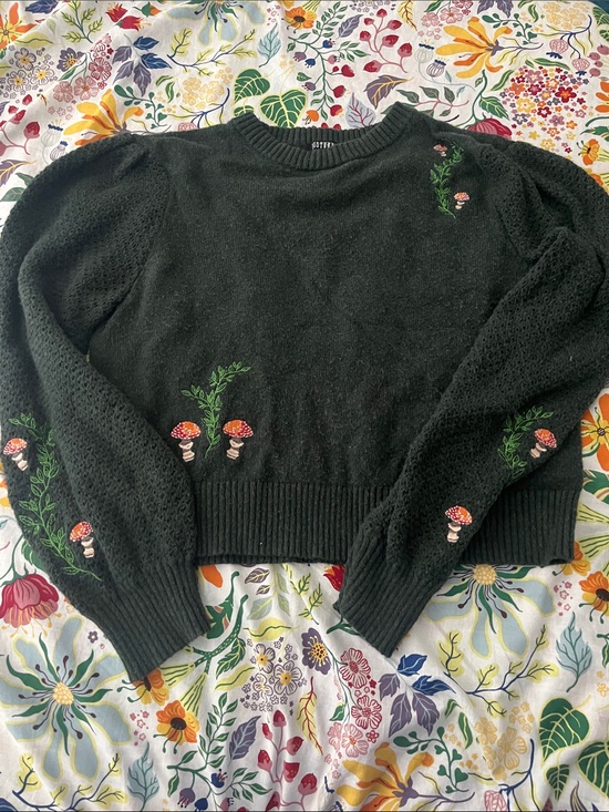Disturbia Sweaters - Disturbia Fable Mushroom Embroidered Sweater XL